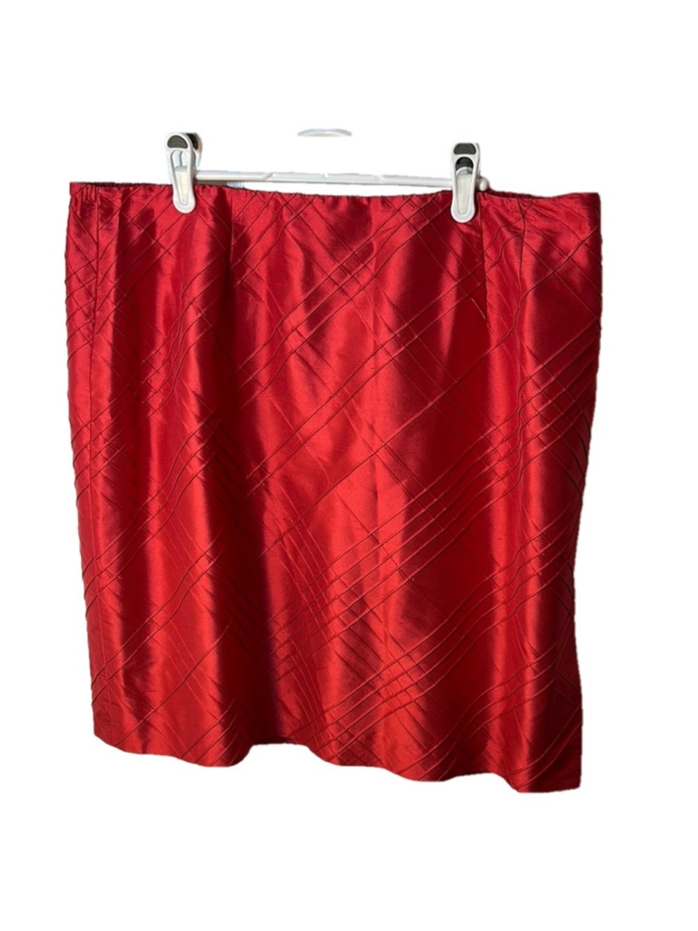 Talbots petite pure silk textured taffeta red midi length skirt size 16 WP